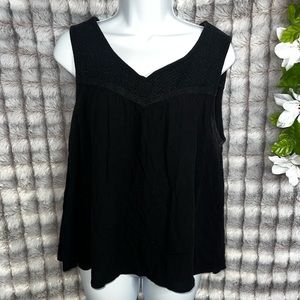 Sonoma Life+Style Vintage Crochet Style & Flowy Tank Top (Black) (XL)
